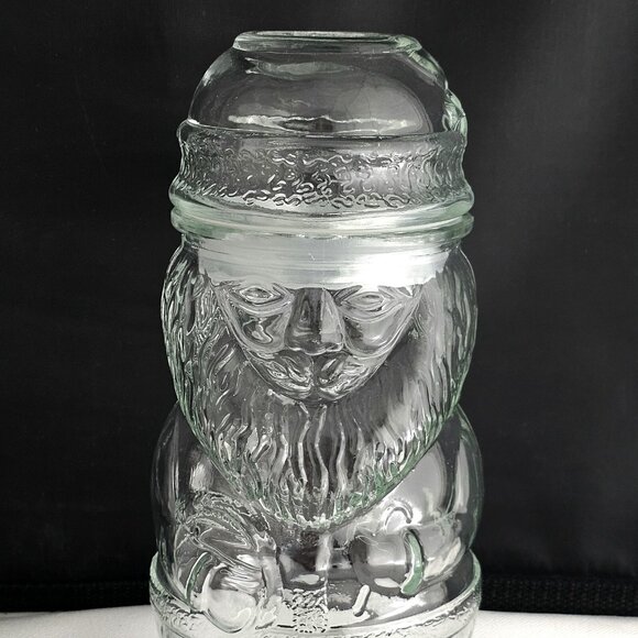 Santa Claus Glass Storage Jar 8.5" refillable lid Christmas terrarium vtg figura - Picture 3 of 14